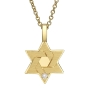 18K Gold Double Star of David Pendant Necklace With Diamond - 3