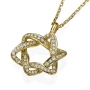 Diamond-Encrusted 18K Yellow Gold Rounded Star of David Necklace - 2