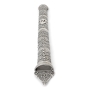 Shoham Yemenite Art Handcrafted Long Sterling Silver Mezuzah Case with Pear and Dot Filigree Design - 3