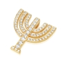 18K Gold Menorah Pendant Necklace With White Diamonds By Yaniv Fine Jewelry - 3