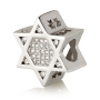 Sterling Silver Star of David Bead Charm with Zircon Stones - 2