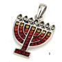 925 Sterling Silver Menorah Pendant with Crystal Stones (Choice of Colors) - 3