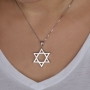 Large and Thick 925 Sterling Silver and Rhodium-Plated Star of David Pendant Necklace - 2