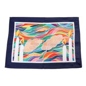 Jordana Klein "Vibrant Candlesticks and Challah Loaves" Shabbat Challah Cover