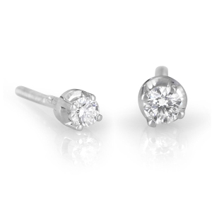14K Gold 4-Prong Diamond Stud Earrings (Choice of Color)