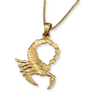 14K Yellow Gold Zodiac Scorpio Pendant with Diamond Accent