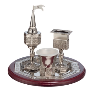 Nickel and Wood Havdala Set