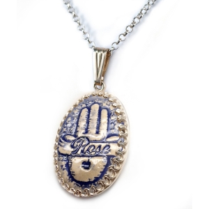 Art in Clay Handmade Sterling Silver and Ceramic Personalized Hamsa Necklace
