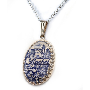 Art in Clay Handcrafted Sterling Silver and Ceramic Jerusalem Necklace