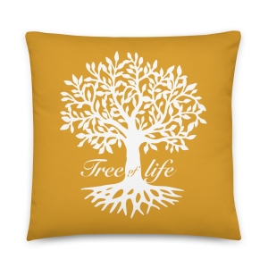 Tree of Life Silhouette Yellow Pillow