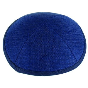 Dark Blue Linen Kippah