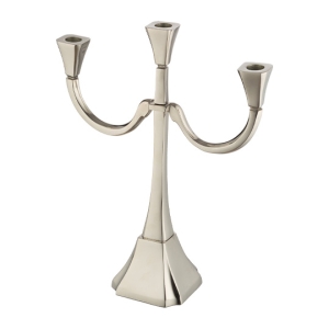 Modern Aluminum 3-Branch Shabbat Jewish Candelabra