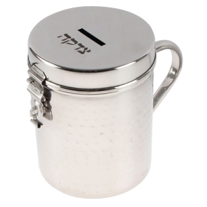 Hammered Stainless Steel Tzedakah Box