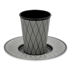 Modern Diamond Illusion Kiddush Cup and Saucer by Akilov - Color Option