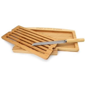 Bamboo Wood Hamotzi Challah Board and Knife Set