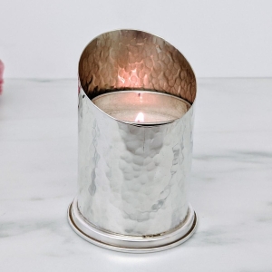 Bier Judaica 925 Sterling Silver Hammered Memorial Candleholder