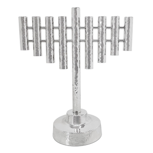 Bier Judaica 925 Sterling Silver Hammered Tubes Classic Hanukkah Menorah