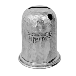 Bier Judaica Handcrafted 925 Sterling Silver Domed Tzedakah Box With Hammered Finish