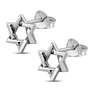 Interlocked Sterling Silver Star of David Stud Earrings