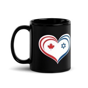 Canada Heart Israel Black Glossy Mug
