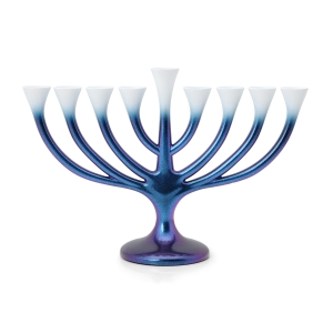2025 Blue and White Tree of Life Hanukkah Menorah 