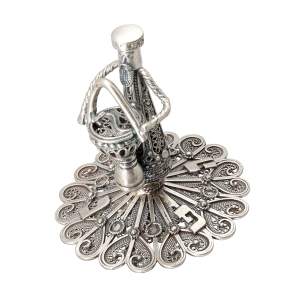 Sterling Silver Dreidel with Filigree Darbuka Drummer Design