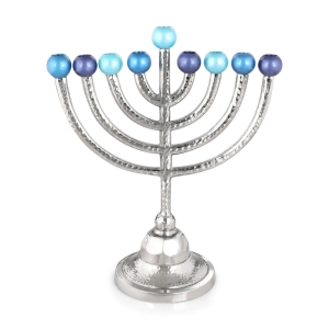 Y. Karshi Designer Anodized Aluminum Hammered Hanukkah Menorah
