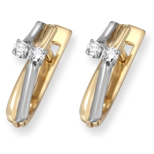 Exquisite Two-Toned 14K Gold Earrings With Diamonds