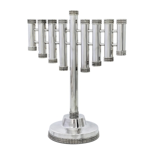 Bier Judaica 925 Sterling Silver Studded Tubes Modern Hanukkah Menorah