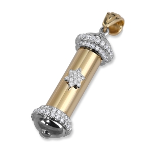 Star of David 14K Yellow Gold and Diamonds Mezuzah Pendant