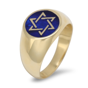14K Yellow Gold Interlocked Star of David Ring