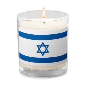 Israel Flag Wax Candle in Glass Jar
