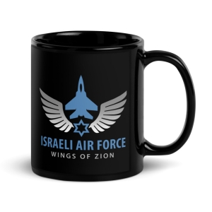 Israeli Air Force IAF Wings of Zion Black Glossy Mug