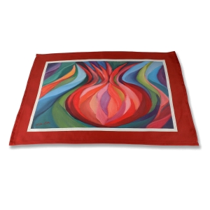 Jordana Klein Pomegranate Challah Cover - on Burgundy Border