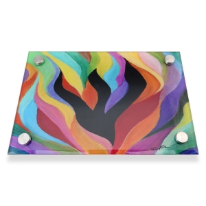 Jordana Klein Letter Shin Design Glass Tray for Shabbat Candlesticks