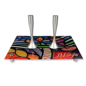 Jordana Klein Shabbat of Joy Glass Tray For Shabbat Candlesticks