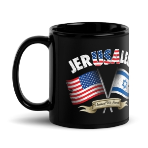 Jerusalem United We Stand Black Glossy Mug