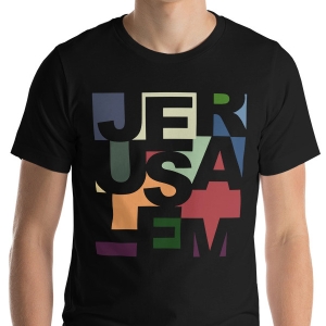 Jerusalem Word Art Unisex T-Shirt with Colors 