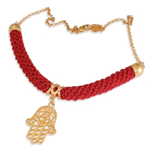 JewelRina Designer Handcrafted Hamsa Necklace (Choice of Colors)