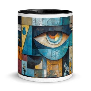 Jewish Themed Cubistic Style Mug with Color Inside