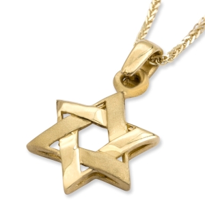 Chic 14K Yellow Gold Interlocking Star of David Pendant Necklace for Women