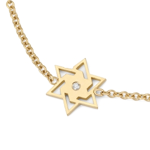 14K Gold Stunning Star of David Diamond Bracelet