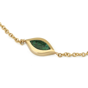 14K Gold Elegant Evil Eye Bracelet with Eilat Stone - Color Option