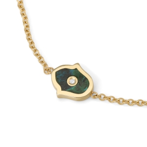 14K Gold Women's Eilat Stone Hamsa Bracelet with Diamond