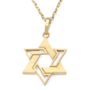 14K Gold Interconnecting Star of David Pendant Necklace - Yellow or White Gold