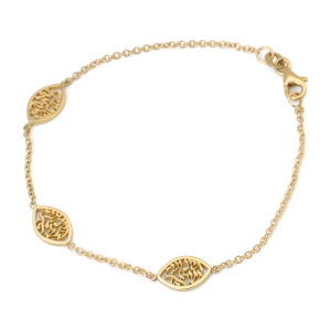 14K Gold 3 Charm Shema Yisrael Women's Bracelet