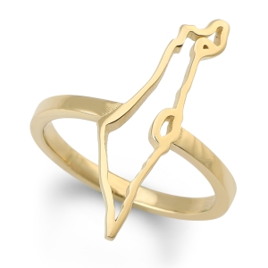 Women's 14K Gold Outline of the Land of Israel Ring