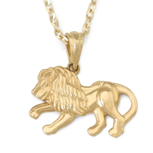 14K Gold Lion of Judah Pendant Necklace - Yellow or White Gold
