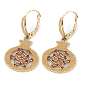 Pomegranate & Star of David 14K Yellow Gold Earrings