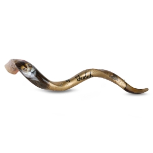 Lion of Judah Hand Painted Kudu Shofar – Gold